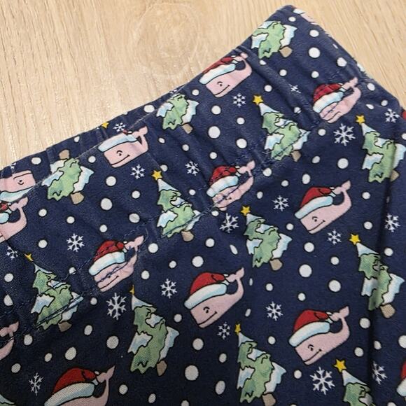 Vineyard Vines Blue Santa Whale Snowflake Print Christmas Pajama Pants Size M - Picture 3 of 9